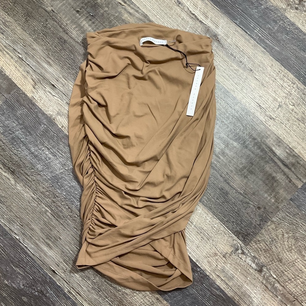 SUSANA MONACO GATHERED SIDE Skirt TOASTED ALMOND SIZE MEDIUM NEW WITH TAGS
